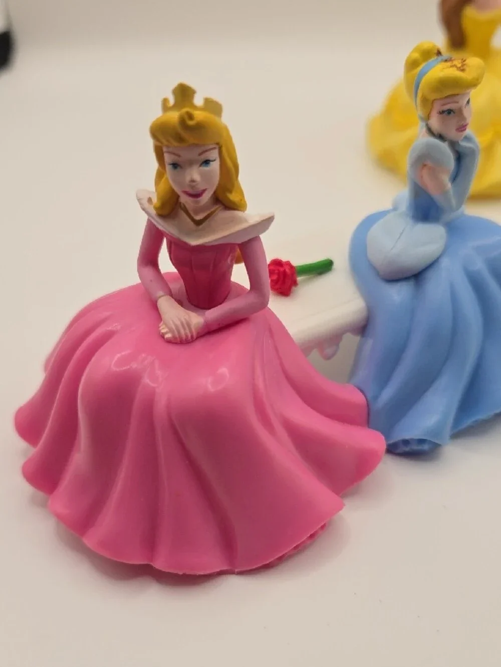 Disney Princess Cake Toppers - Pink, Blue & Yellow Gowns